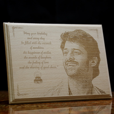 "Wood Finished Photo with Message Engraving-W3 - Click here to View more details about this Product